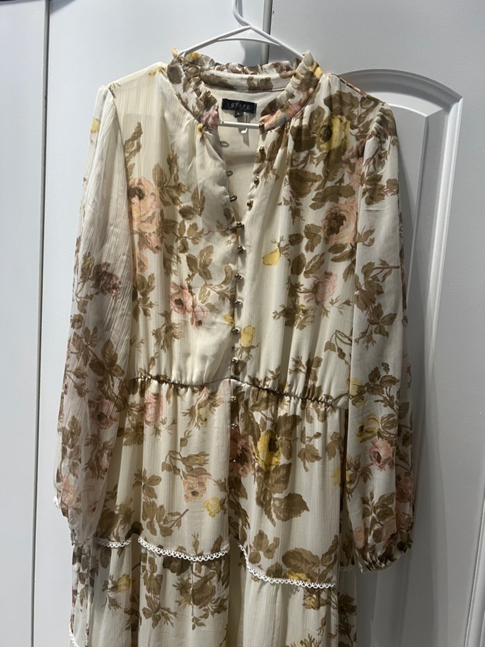 Boho Floral Cream Tiered Maxi Dress